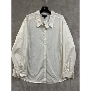 Lane Bryant Dress Shirt Women's 28 White‎ Button Up Career Office NWT